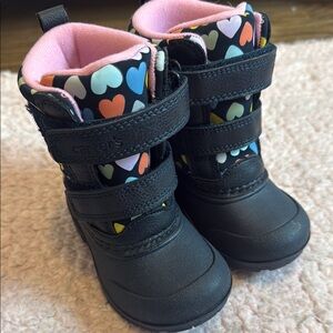 Carter's Kids Heart Pattern Boots - Black and Pink